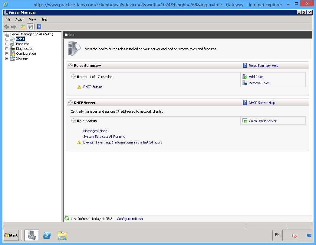 Practice Labs screenshot.